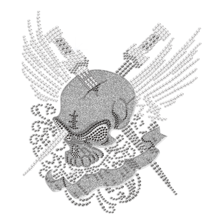 Satan Skull & Wings  Rhinestone Transfer